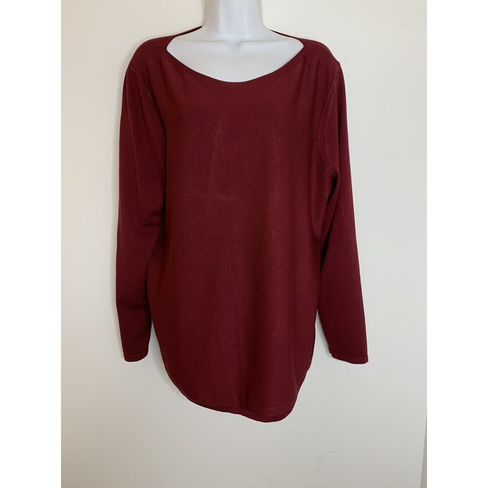 Chicos Bordeaux Red Sweater Scoop Neck Knit Top Blouse sz 3 / 16 XL (09)